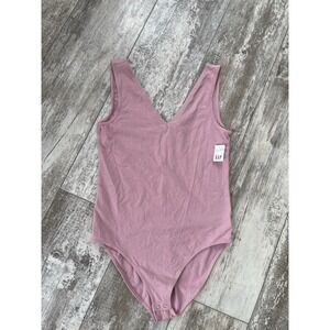GAP Body Mujer Bodysuit Escote V Sin Mangas Rosa Algodón Stretch NWT Size M